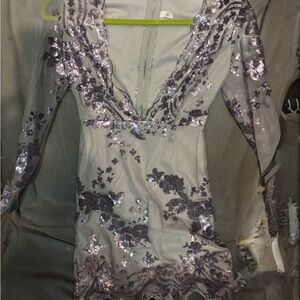 Chic Sequin Floral Mini Dress